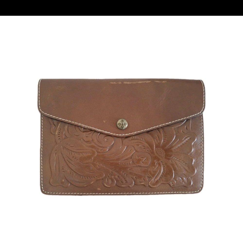 Patricia Nash Brown Floral Embossed Clutch